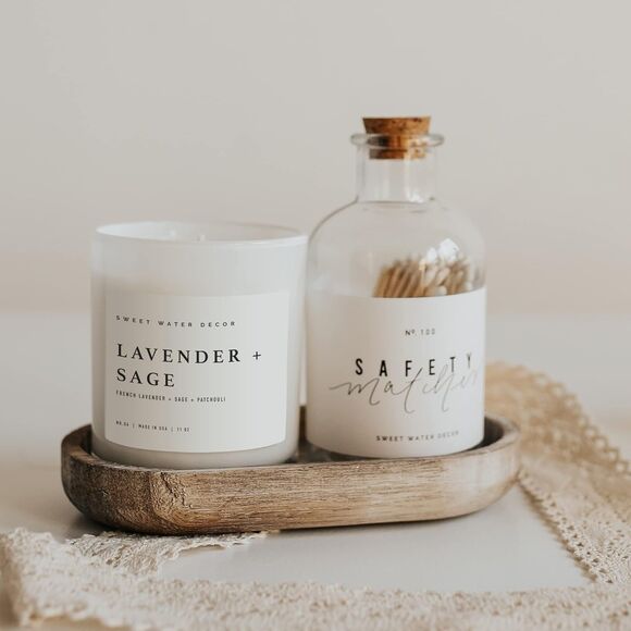 Sweet Water Decor Lavender Sage Candle 11oz Soy Wax Jar 50+ Hr Burn USA Made - Picture 6 of 13